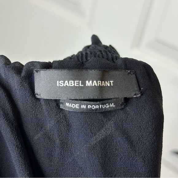 Isabel Marant Blue Black Geometric Pattern 100% Silk Mini Skirt Sz 36 / 4 Grunge - Picture 8 of 10